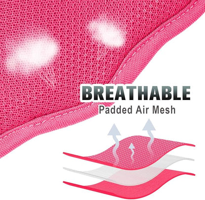 BARKBAY No Pull Dog Harness Large Reflective Dog Harness with Front Clip and Easy Control Handle for Walking Training Running with ID tag Pocket(Pink,M)