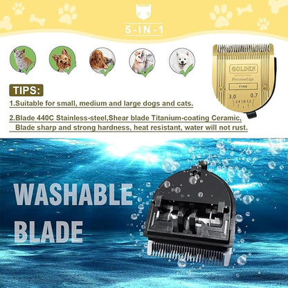 COSYONALL Adjustable Dog Grooming Clipper 5-in-1 Blade Compatible with WAHL Professional Animal Clipper Arco, Bravura, Chromado, Creativa, Figura, and Motion Pet, Dog, and Horse (Gold/2PC)