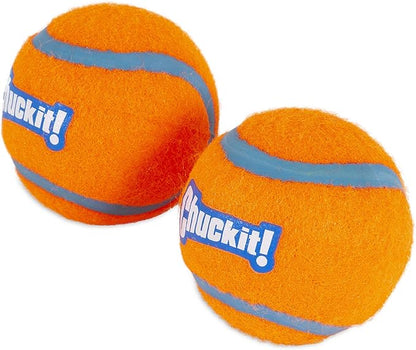 Chuckit! Dog Tennis Ball Dog Toy, Medium (2.5 Inch Diameter) for dogs 20-60 lbs, Shrink Wrap Pack of 2