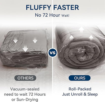 BDEUS Dual Layer 5 Inch Memory Foam Mattress Topper Queen Size, 2 Inch Gel Memory Foam Plus 3 Inch 1450 GSM Down Alternative Quilted Pillow Top Mattress Pad Cover,Dark Gray