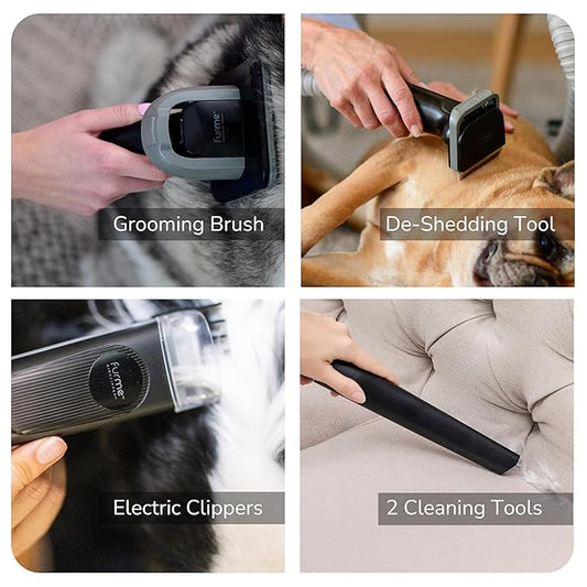 Original Pet Grooming Vacuum Kit - Cat & Dog Grooming Kit for Easy Pet Care at Home, Quiet & Safe Dog Hair Remover Machine with Brush, Clipper, Shedding & Cleaner Tools & 1L Canister