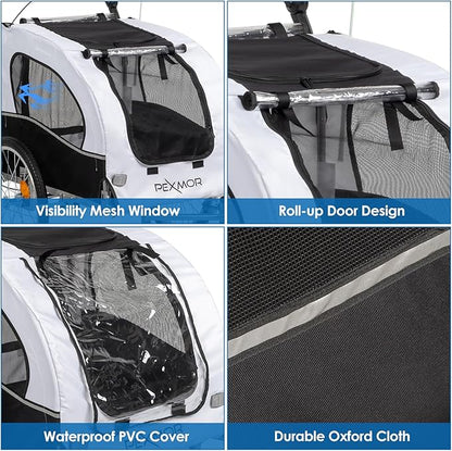 PEXMOR 2-in-1 Dog Bike Trailer,Pet Stroller Dog Trailer for Bicycle w/Universal Hitch,Pet Cart Bike Wagon Cargo Carrier for Dog Shock Absorber & Universal Wheel