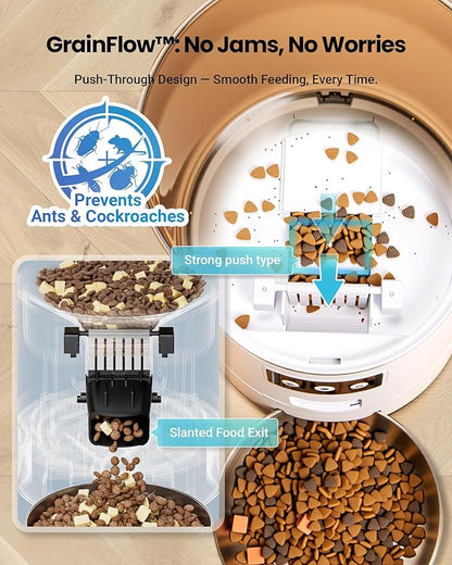 Automatic Cat Feeder for 3 Cats, 6L/25 Cup Cat Food Dispenser with Strong Anti-Jam System, Dual-Effect Desiccant, Smart WiFi App Control Pet Feeder, Automatic Dog Feeder for Cats and Small Dog