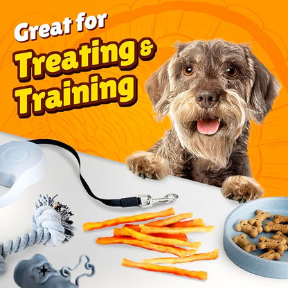 Gootoe Soft Turkey Tendon Stirip with Pumpkin 3oz, Chewy Snack, USA-Sourced Turkey Tendon, Premium Training Chews, Hypoallergenic, Reseal Value Bags, Ideal for Small & Senior Dogs