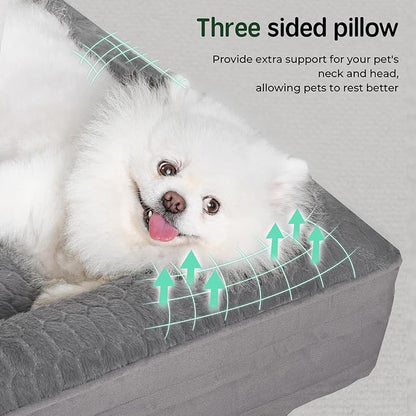 BALANCE Orthopedic Dog Bed, Egg Crate Foam Dog Couch for Pet Sleeping, Pet Sofa with Removable Washable Cover & Nonskid Bottom, Comfy Dog Bed for Extra Large Dog, Grey