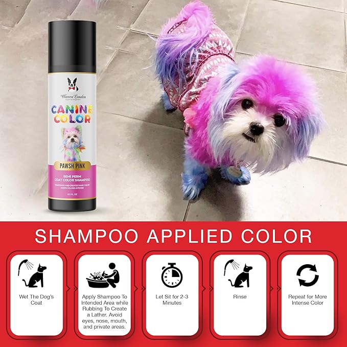 Canine Color Semi Perm Coat Color Shampoo for Dogs by Warren London | A Longer Lasting Option to Dog Hair Dye Temporary Coloring | Wash-in Pet Safe Dye for Dogs, Horses, Rabbits! Rose Gold-en