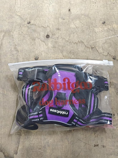 rabbitgoo Dog Harness No Pull with 2 Leash Clips, Adjustable Soft Padded, Reflective Oxford No Choke Pet Vest with Easy Control Handle for Medium Sized Dogs, Purple, M