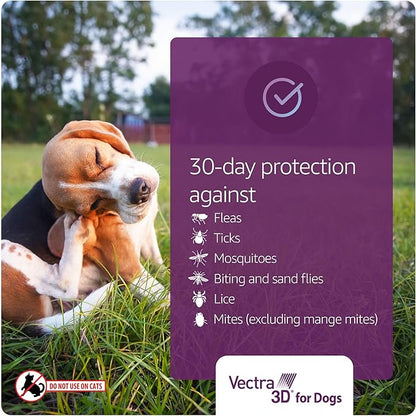 Vectra 3D for Dogs Flea, Tick & Mosquito Treatment & Prevention for Medium Dogs (21 – 55 lbs) , 6 month supply
