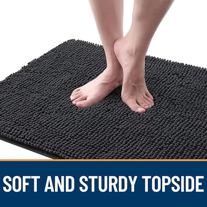 OLANLY Dog Door Mat for Muddy Paws 59x35, Absorbs Moisture and Dirt, Absorbent Non-Slip Washable Mat, Quick Dry Chenille, Mud Mat for Dogs, Entry Indoor Door Mat for Inside Floor, Dark Grey