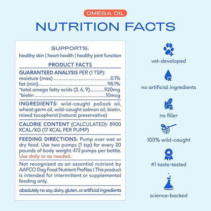 Native Pet Omega 3 Fish Oil for Dogs & Cats - Promotes Healthy Skin, Shiny Coat & Strong Joints - Made with Wild Alaskan Salmon Oil for Dogs – Tasty, Fast-Absorbing Omega 3 6 9 Liquid Supplement-32oz