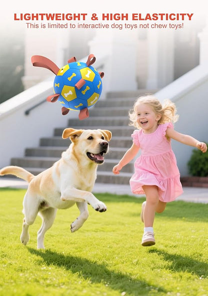 Amasiver Dog Soccer Ball Toys with Straps - 8 inch Large Herding Ball, Interactive Toys for Tug of War, Birthday Gifts,Water Toy, World Cup Sturdy Balls for Medium Large