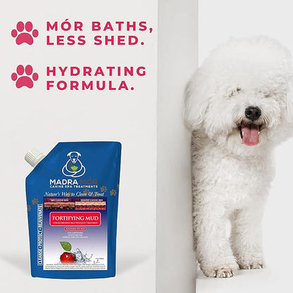Worldwide Nutrition Bundle: Madra Mor Fortifying Mud - Dog Essentials Mud Bath, Dog Grooming, Dry Skin for Dogs Treatment, Dog Coat Skin Care Products - 10oz Pouch & Multi-Purpose Key Chain
