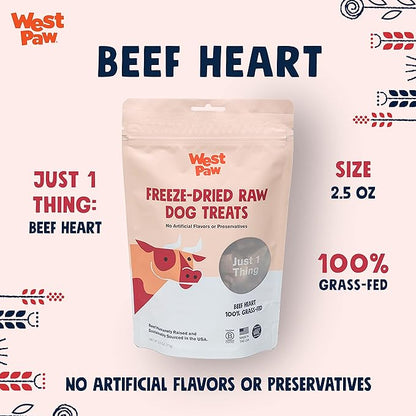 WEST PAW Freeze-Dried Raw All Natural Dog and Puppy Training Treats, Single Ingredient, Humanely Raised and Sustainably Sourced, Made in USA, Beef Heart, 2 Pack