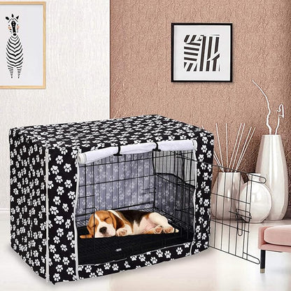 Pethiy Dog Crate Cover Durable Polyester Pet Kennel Cover Universal Fit for Wire Dog Crate - Fits Most 42 inch Dog Crates - Cover only-Black-42