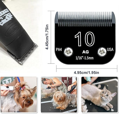 Detachable Steel Pet Dog Clipper Blades, Size-10, Compatible with Andis Cutting Length 1/16"