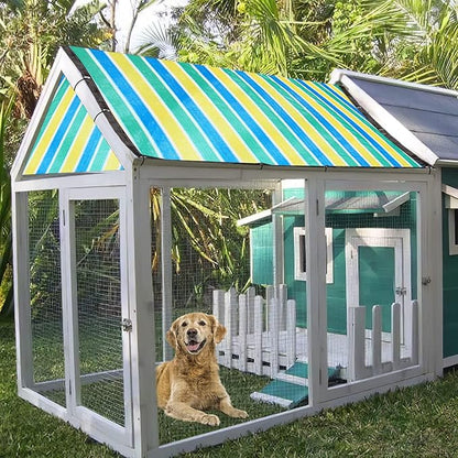 Upgrade Dog Kennel Cover Mesh Shade Panel with Grommets - Weather Guard Extra Large All Season Dog Run Cover & Roof (Green, 10x10FT)