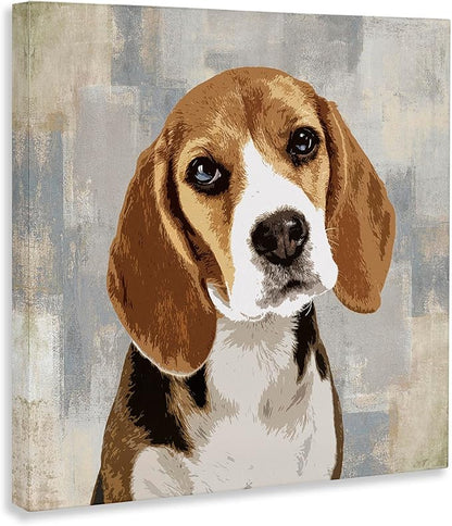 Stupell Industries Dog Beagle Patiently Waiting Abstract Backdrop Pet Collage, Design by Keri Rodgers