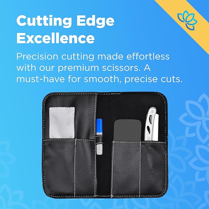 Equinox Professional Hair Scissors Set - Premium Essential Kit, Includes Hair Cutting Scissors, Thinning Shears, Straight Razor, Basic Comb, Cleaning Cloth, & Sandpaper - Hair Salon & Barber Supplies