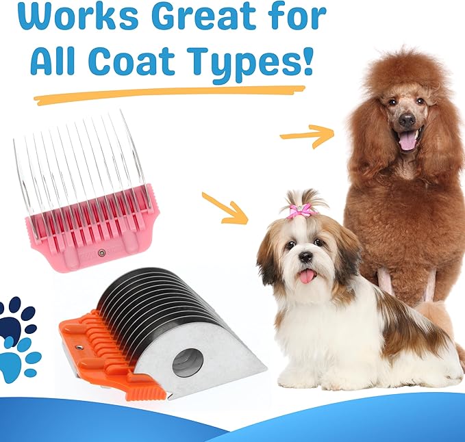 30 Wide Blade & 32mm 38mm Wide Clipper Guard Attachment Set for A5 Series Clippers| Stainless Steel Blade for Professional Dog Groomers| Snap-On/Off Design Wide Guard Combs for Dog Grooming