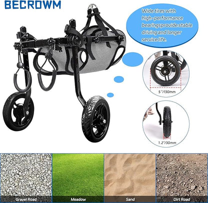 Small Dog Wheelchair for Back Legs, Light Weight Dog&Cat&Pets Wheelchair Cart with Disabled Hind Legs Walking, Adjustable Doggy Wheelchair Cart with Wheels for Back Legs