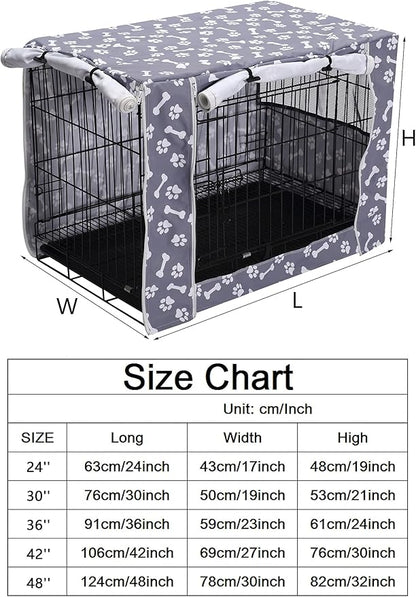Pethiy Dog Crate Cover Durable Polyester Pet Kennel Cover Universal Fit for Wire Dog Crate - Fits Most 24 inch Dog Crates - Cover only-Sky Gray-24