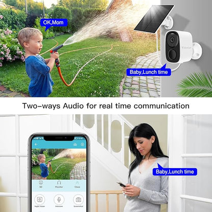 VSTARCAM Solar Security Camera Wireless Outdoor, 2K Camera with Color Night Vision, Solar Cameras for Outside Wireless, Battery Powered, Siren & Spotlight, Two-Way Audio, 2.4 GHz Wi-Fi, No Monthly Fee
