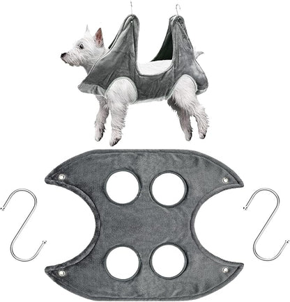 Shappy Dog Grooming Hammock Harness Pet Hammock Helper Towel Dog Restraint Bag Cat Grooming Sling Holder for Nail Trimming Clipping Bathing Washing(Middle,Gray)