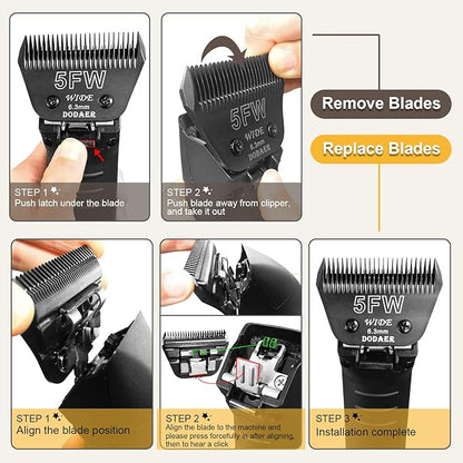 10 Wide Blades for Dog Grooming,Compatible with Artero/Andis/Oster A5/Wahl km10 Dog Clippers,Cutting Length 1/16",2 Pack (Black)