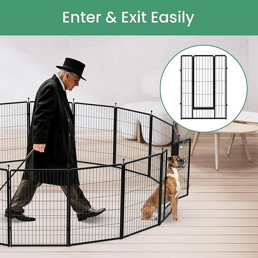 InfiniPower Dog Playpen for Yard, RV, Camping, 40 Inch 8 Panels Play Pen Indoor, Heavy Duty Indoor Outdoor Exercise Dog Pen for Small/Medium/Large Dogs, Black