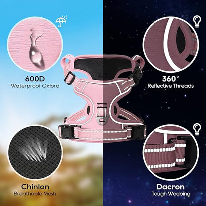 No Pull Dog Harness, No Choke Front Lead Dog Reflective Harness, Adjustable Soft Padded Pet Vest with Easy Control Handle for Small Medium Large Dogs, X-Large (Pack of 1)