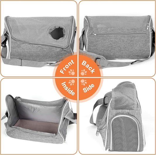 Small Dog Sling Carrier, Multiple Pockets Puppy Carrying Purse Bag, Pet Pouch with Sturdy Pad, Cat Bag for Outdoor Travel, Carrier for Dog Cat Up to 13 lbs