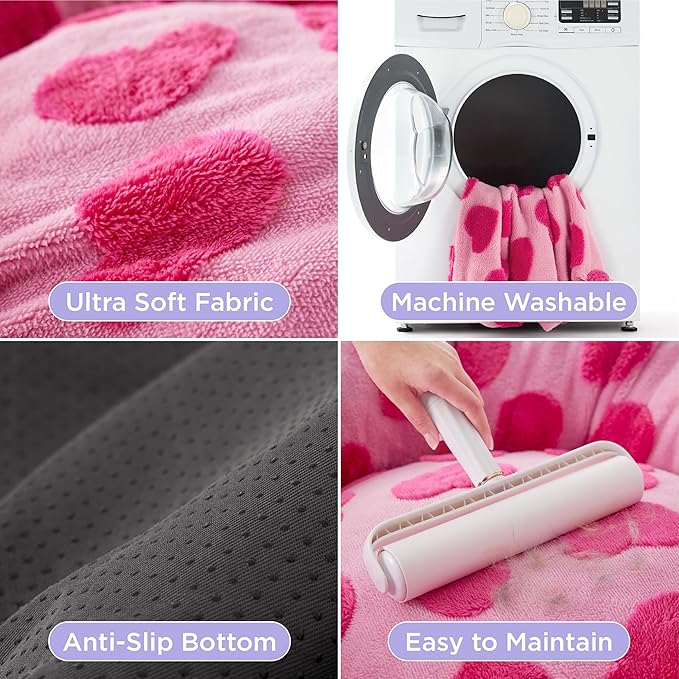 Lesure Dog Bed Cover - Medium Dog Bed Washable Removable Cover, Replacement Cover for Orthopedic Pet Mad Beds, 30x30x8 Inches Tickled Pink