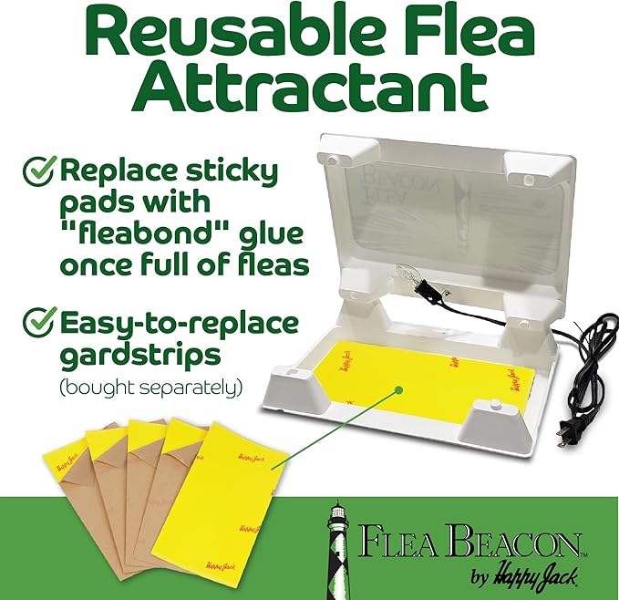Happy Jack Flea Beacon Kill Fleas in House, Attracts, Traps Indoor Bugs, Breaks Breeding Cycle Before Adults Lay Eggs, Safe, Fast, & Clean Way to Get Rid of Indoor Pests, Made in USA
