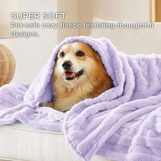 Bedsure 1 Pack 2 Dog Blankets for Small Dogs - 2pcs Washable Soft Fluffy Puppy Blanket with Premium 300GSM Coral Fleece, Cozy Cat Blankets for Indoor Cats, Fuzzy Pet Blanket for Kitten Doggy, Purple