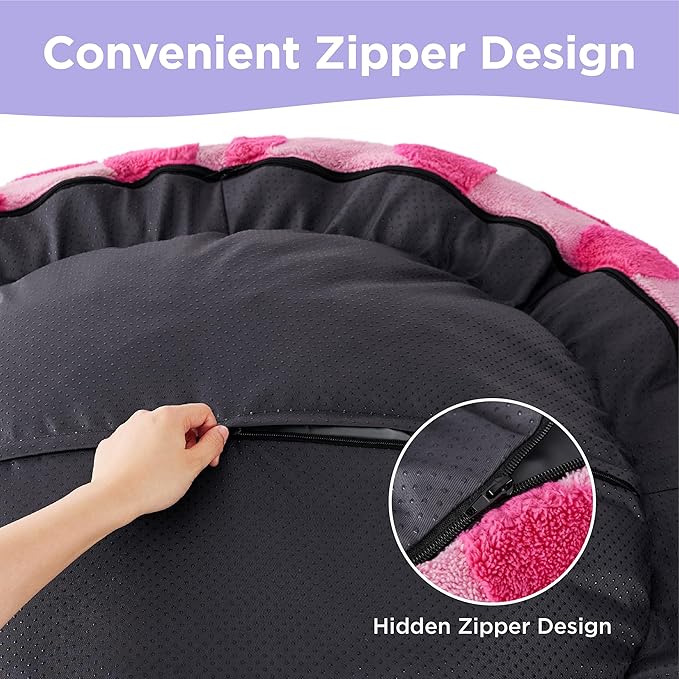 Lesure Dog Bed Cover - Medium Dog Bed Washable Removable Cover, Replacement Cover for Orthopedic Pet Mad Beds, 30x30x8 Inches Tickled Pink