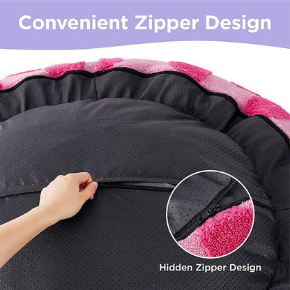 Lesure Dog Bed Cover - Medium Dog Bed Washable Removable Cover, Replacement Cover for Orthopedic Pet Mad Beds, 30x30x8 Inches Tickled Pink
