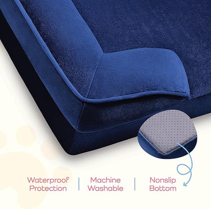 Orthopedic Sofa Dog Bed - Ultra Comfortable Dog Bed for Large Dogs - Breathable & Waterproof Pet Bed- Egg Foam Sofa Bed with Extra Head and Neck Support - Removable Washable Cover with Nonslip Bottom