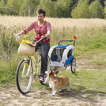 PEXMOR 2-in-1 Dog Bike Trailer,Pet Stroller Dog Trailer for Bicycle w/Universal Hitch,Pet Cart Bike Wagon Cargo Carrier for Dog Shock Absorber & Universal Wheel