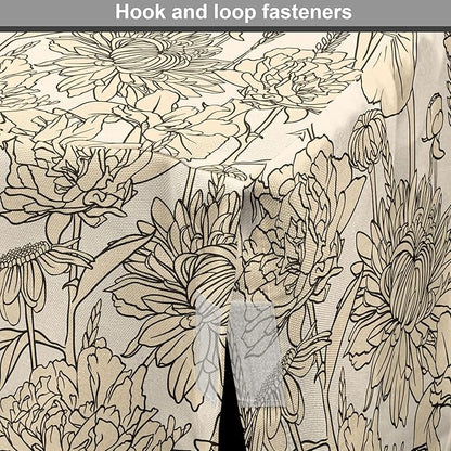 Lunarable Floral Dog Crate Cover, Daffodil and Carnation Bouquets Sketch Art Style Botanical Blossoms Field, Easy to Use Pet Kennel Cover for Medium Large Dogs, 42 Inch, Beige and Champagne