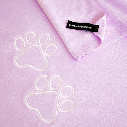 Unconditional Love | Premium Pet Drying Towel | Ultra Absorbent and Soft Microfiber Towel for Dogs and Cats (Lilac)