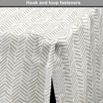 Lunarable Chevron Dog Crate Cover, Hand Drawn Monochrome Herringbone Lines Composition of Abstract Zigzags, Easy to Use Pet Kennel Cover for Medium Large Dogs, 42 Inch, White Beige