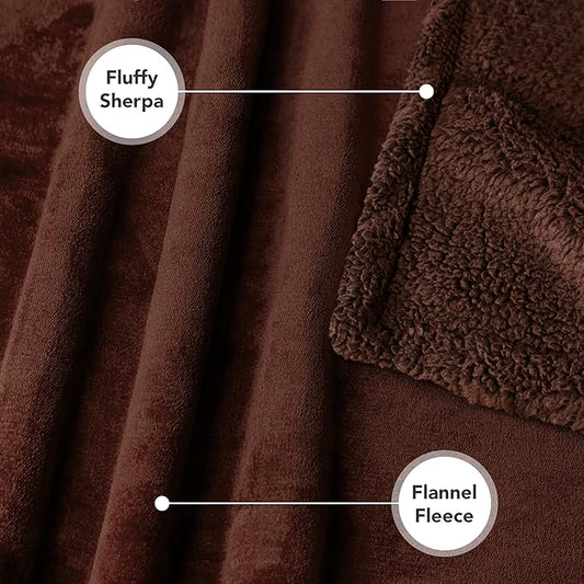 PetAmi Dog Blanket for Bed, XL Pet Blanket Large Dogs, Fleece Furniture Couch Cover Protector Sofa Car Crate Kennel, Soft Sherpa Cat Throw Plush Reversible Washable, Twin 60x80 Solid Brown