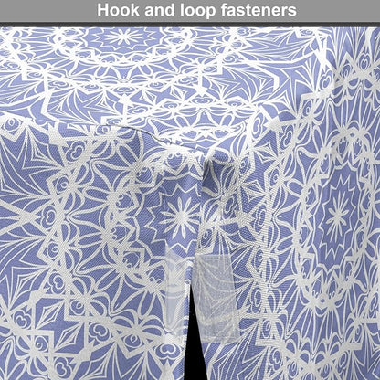 Lunarable Mandala Dog Crate Cover, Ceremonial Retro Minimal Far Eastern Pattern, Easy to Use Pet Kennel Cover for Cats & Medium Dogs, 24 Inch, Lavender Blue and White