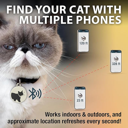 Cat Tracker - Small and Lightweight Waterproof Bluetooth Pet Collar Attachment, 328 Foot Range, Replaceable 6 Month Battery Life, Android/Apple iOS Compatible