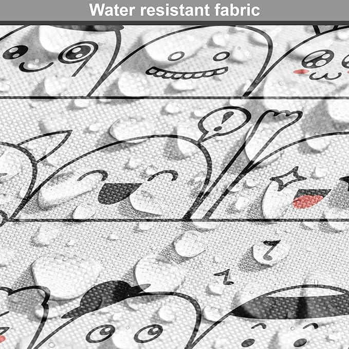 Lunarable Cartoon Dog Crate Cover, Funny Creatures and Monsters Doodle Faces in Manga Style Emotions, Easy to Use Pet Kennel Cover for Cats & Medium Dogs, 30 Inch, Charcoal Grey Coral White