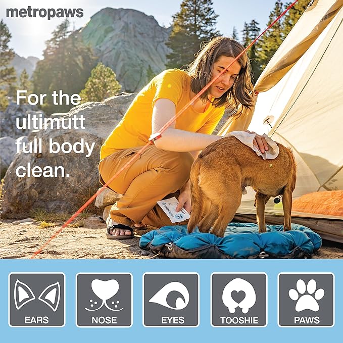 MetroPaws Unscented Dog Wipes, 25 Extra Large, Thick Cleaning Wipes & The Dog Waste Bag Dispenser & Holder, Bag Holder With 20 Bags for Leash - Lime