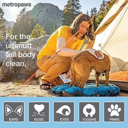 MetroPaws Unscented Dog Wipes, 25 Extra Large, Thick Cleaning Wipes & The Dog Waste Bag Dispenser & Holder, Bag Holder With 20 Bags for Leash - Lime