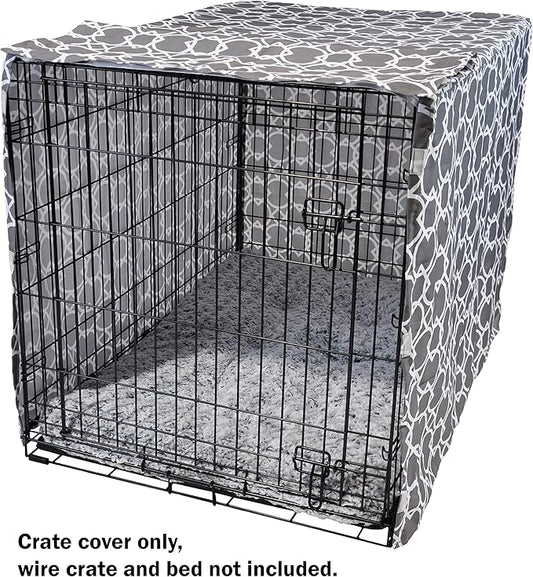 Dog Crate Cover 42 Inch | Pet Kennel Cover Fits Most Standard 1 to 3-Door Wire Dog Crates | Liquid Repel, Wrinkle Less, Machine Wash & Dry | Stylish Fabric Pattern for Home Decor