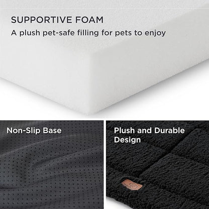 Bedsure Washable Dog Crate Bed for Medium Dogs, Reversible Foam Floor Dog Mat, Lightweight Travel Flat Pet Beds for Indoor & Outdoor Dogs (29" x 21", Black)
