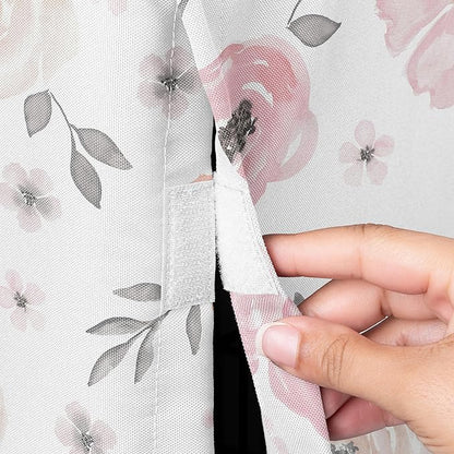 Sweet Jojo Designs Blush Pink Grey Boho Floral Dog Crate Cover – Kennel Covers for 42 Inch Pet Cage Medium/Large - Bohemian Farmhouse Shabby Chic Rose Lily Watercolor Flower Elegant Gray and White